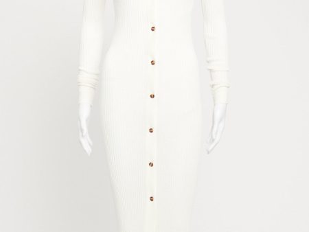 White Ribbed-Knit Preowned Maxi Dress Online Hot Sale