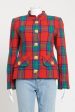 1990 s Red Wool Blend Preowned Tartan Blazer Online Hot Sale