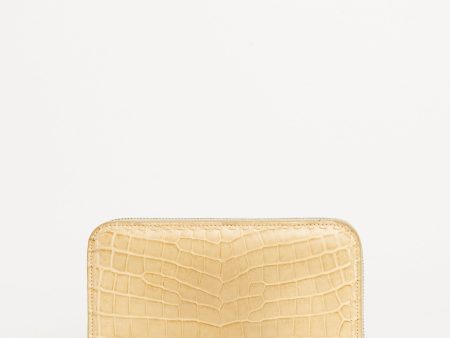 Beige Crocodile Preowned Zip-Up Wallet Sale