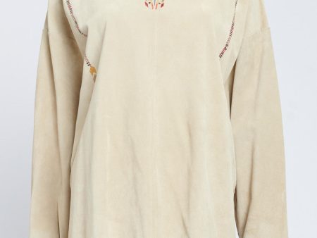 Sand Embroidered Suede Top Online Hot Sale