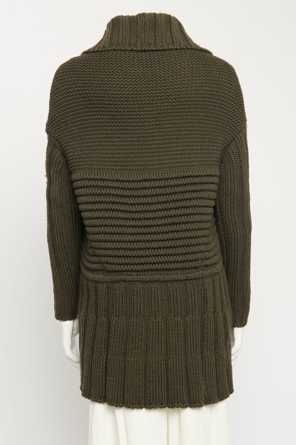 Wool Khaki Preowned Chunky Knit Hot on Sale