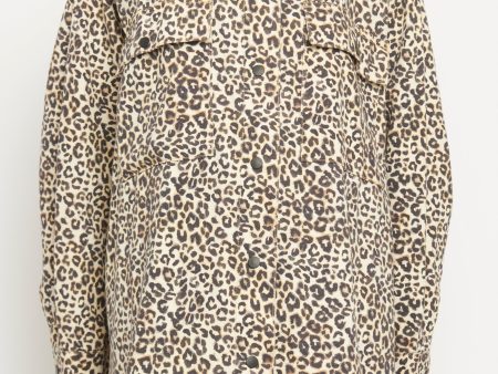 Leopard Print Organic Cotton Preowned Denim Jacket Supply