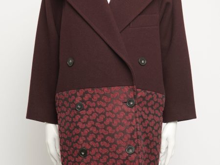 2013 Burgundy Wool Double Breasted Preowned Coat Discount