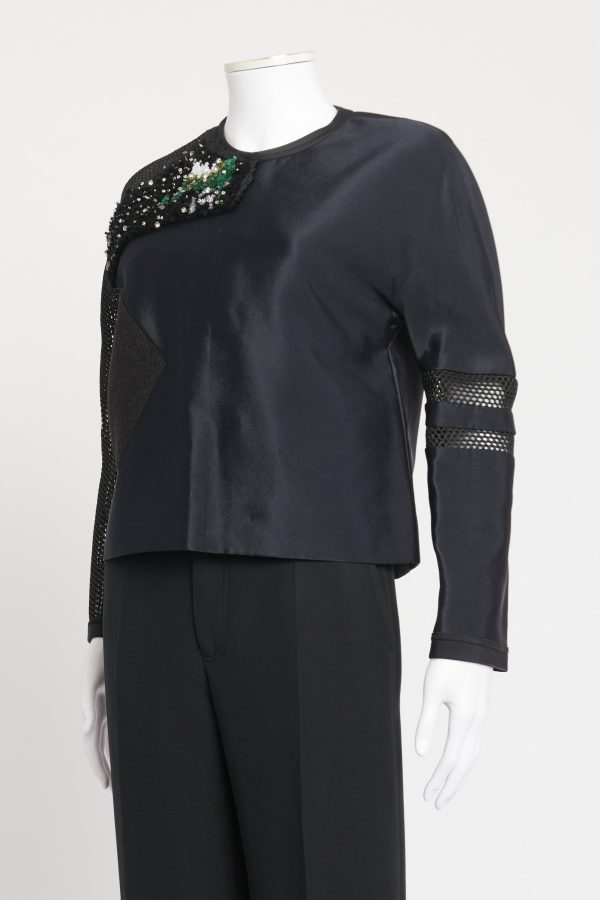 Navy Black Embellished Preowned Top Supply