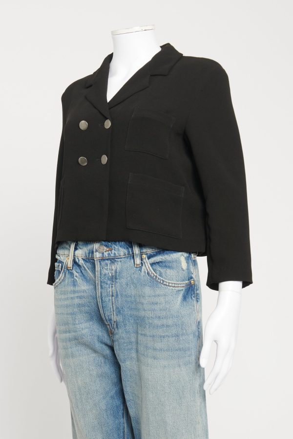 Black Preowned cropped Blazer With Ruthenium Buttons Fashion