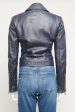 2014 Navy Leather Preowned Biker Jacket Hot on Sale