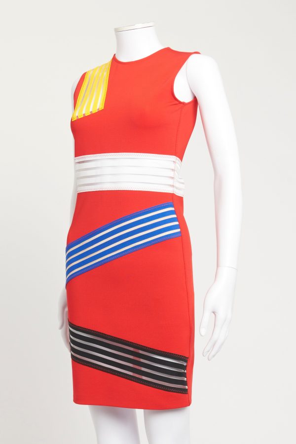 Red Stripe Colour Block Preowned Mini Dress Sale