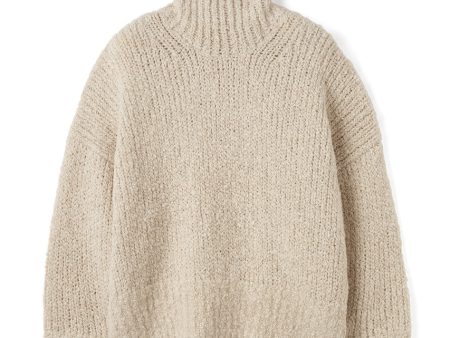 Bone Alpaca Bouclé Turtleneck Online now