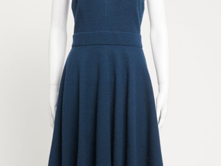 Blue Textured Preowned Midi Dress Discount