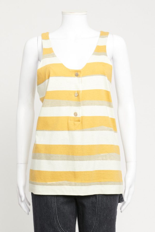 Yellow, Brown and Ecru Stripe Preowned Vest Fashion