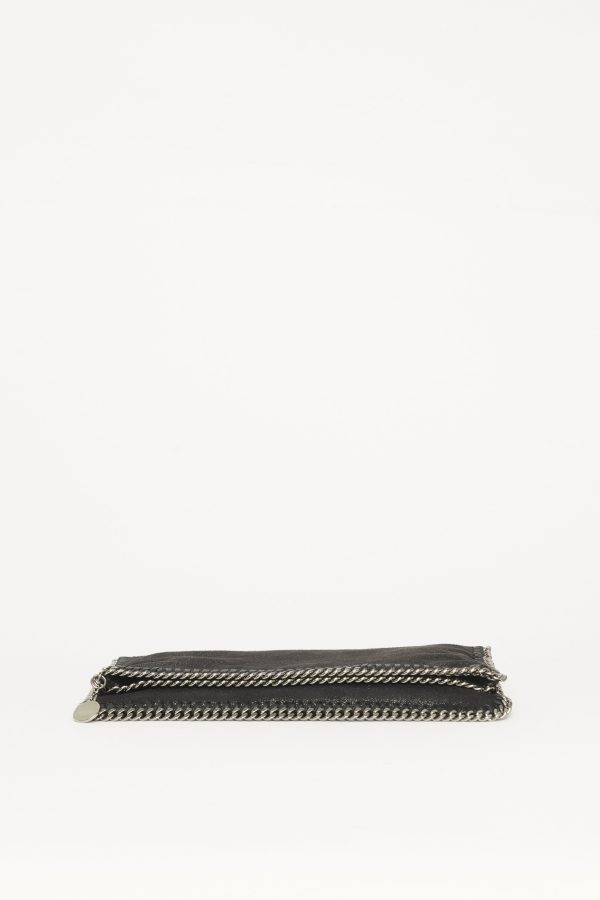 2012 Black Faux Suede Preowned Falabella Clutch Bag For Sale