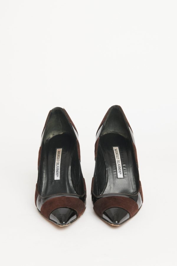 Patent and Suede Pointed Preowned Pumps Discount