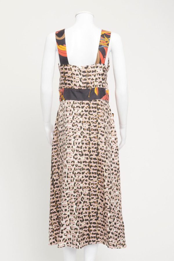 Leopard Print Silk Preowned Midi Dress Hot on Sale