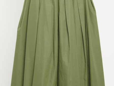 Khaki Cotton Pleated Preowned Skirt Online