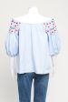 Blue Cotton Preowned Off the Shoulders Blouse Online Hot Sale