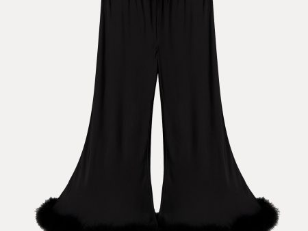 Black Boudoir Pants with Feathers For Discount