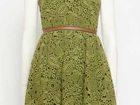 2015 Green Cotton Lace Preowned Mini Dress For Discount