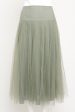 2018 Green Tulle Pleated Preowned Midi Skirt With Velvet Polka Dots For Sale