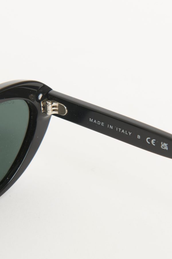 Black Acetate Preowned Oval Cat Eye Sunglasses For Cheap