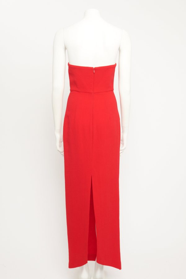 Red Origami Wool Midi Preowned Dress For Sale