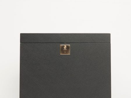 Black Panama Crossgrain Leather Preowned Deluxe Jewellery Box Online Hot Sale