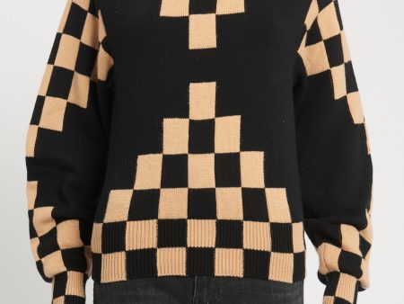 Black Wool and Cashmere Preowned Damier Pixel Illusion Turtle Neck Jumper Online Hot Sale