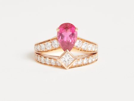 Pink 18K Rose Gold Joséphine Tiara Rubellite and Diamond Preowned Ring on Sale