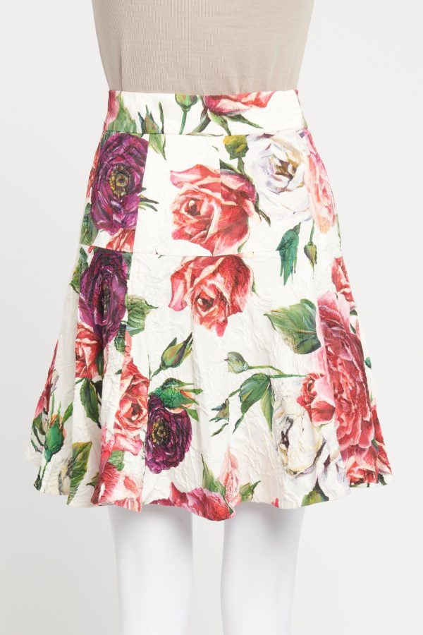 Floral Print Preowned Mini Skirt Online Hot Sale