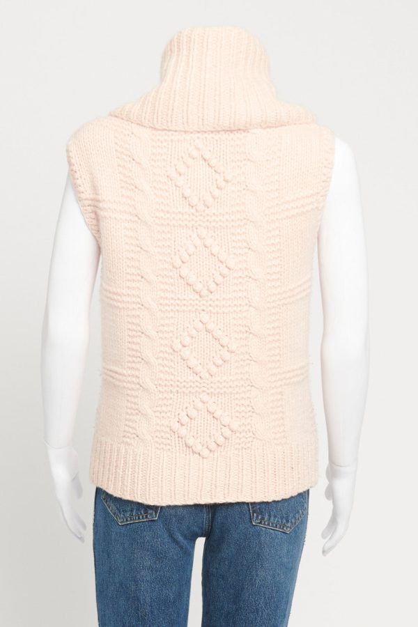 Baby Pink Cashmere Roll Neck Sleeveless Preowned Sweater For Discount