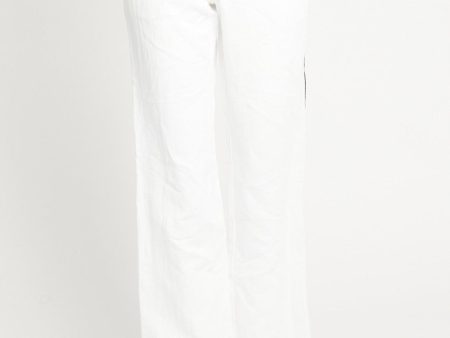 White Straps on the Sides Preowned Straight Leg Trousers Online now