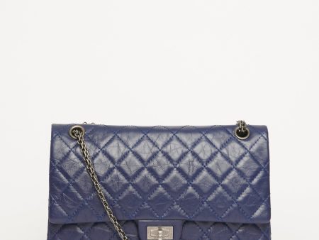 Blue 2.55 Reissue Quilted Leather 227 Preowned Flap Bag For Cheap