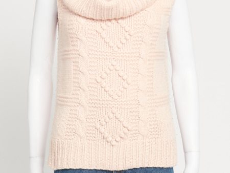 Baby Pink Cashmere Roll Neck Sleeveless Preowned Sweater For Discount