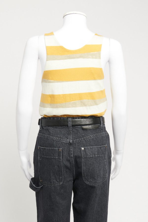 Yellow, Brown and Ecru Stripe Preowned Vest Fashion