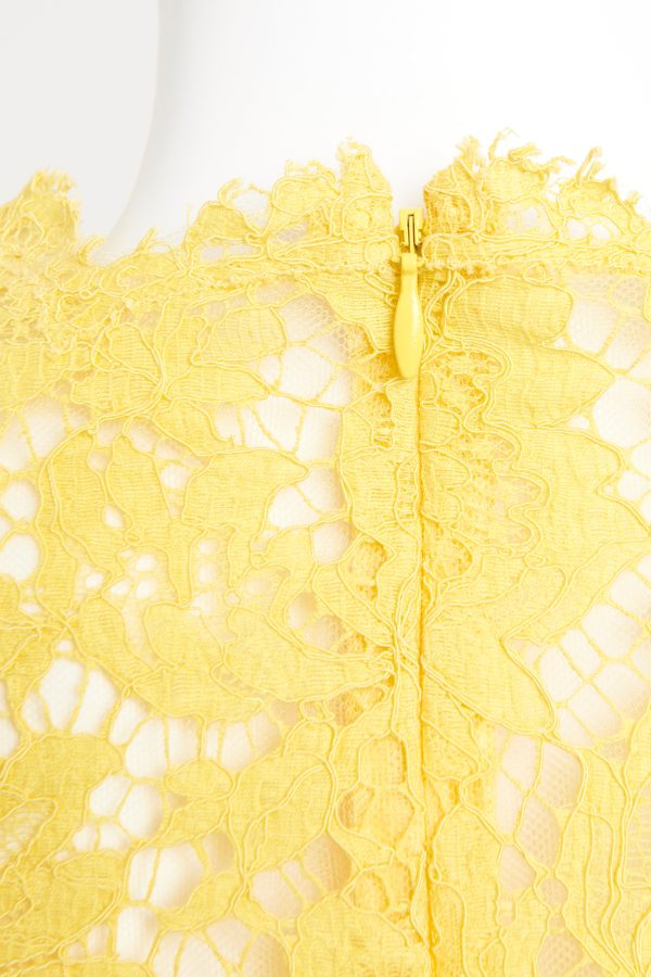 Yellow Scalloped Lace Preowned Mini Dress Fashion