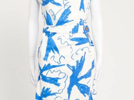 Blue and White Abstract Pattern Preowned Dress For Sale