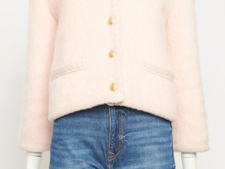 2022 Pink Mohair & Wool Blend Preowned Round Neck Cardigan Supply