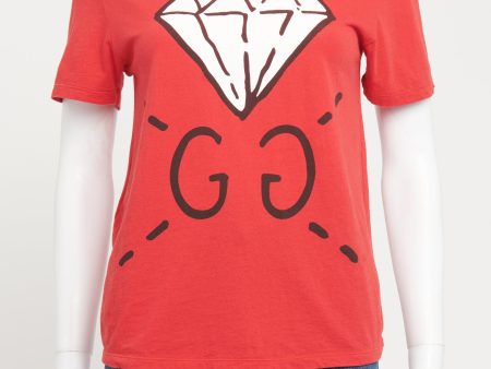 2016 Red Preowned Diamond Print T-Shirt Supply