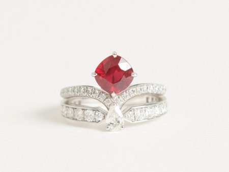 Red Ruby Josephine Eclat Floral Preowned Ring Hot on Sale