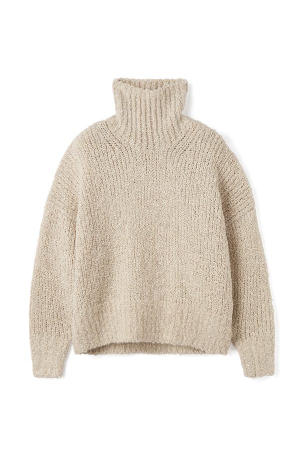 Bone Alpaca Bouclé Turtleneck Online now