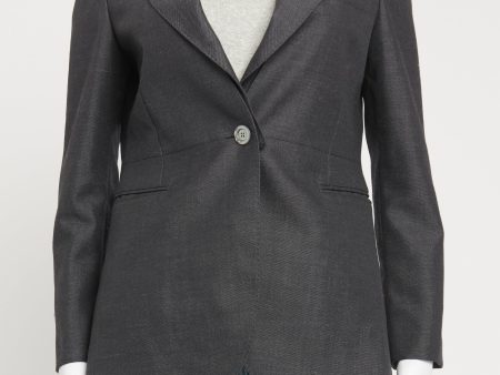 Grey Single Breasted Preowned Blazer For Discount