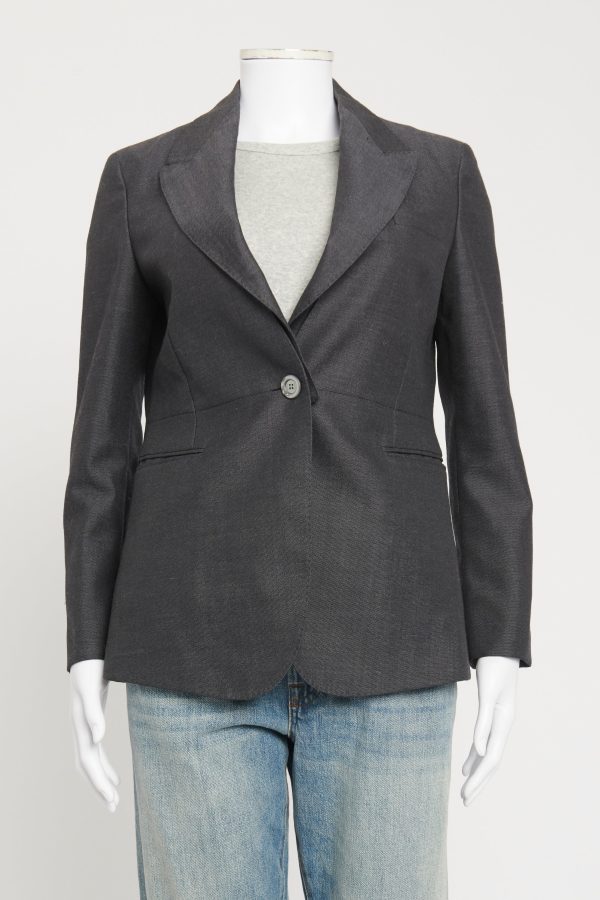 Grey Single Breasted Preowned Blazer For Discount