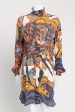 Multi Colour Abstract Print Silk Shirt Dress For Cheap