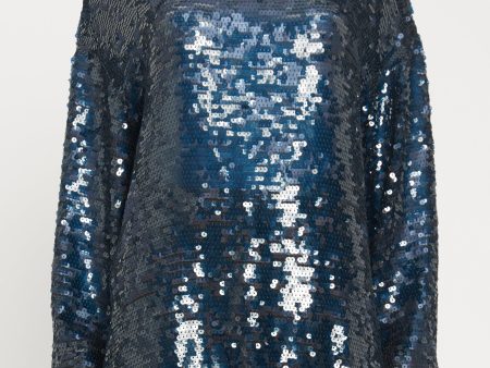 Navy Blue Sequin Preowned Top Fashion