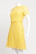 Yellow Scalloped Lace Preowned Mini Dress Fashion