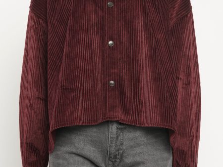 Plum Cotton Corduroy Preowned Shirt For Discount