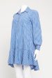 Blue and White Checkered Preowned Shirt Dress Fashion