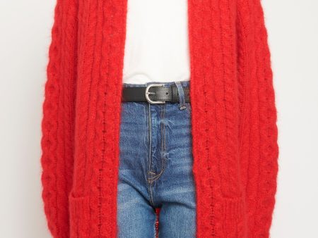 Red Cable Knit Preowned Cardigan Discount