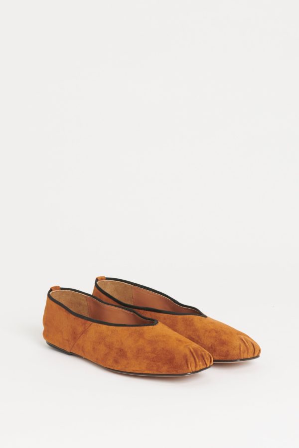 Brown Suede Preowned Ballet Flats Online now