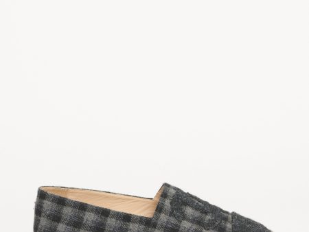 Grey Check Wool Cap Toe CC Preowned Espadrilles Supply