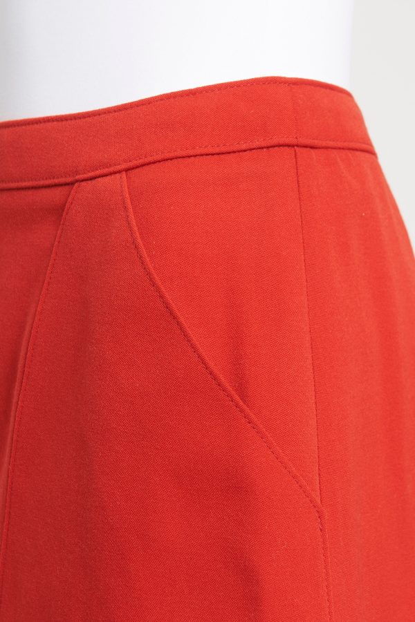 Red Wool Preowned Ruffle Shorts on Sale